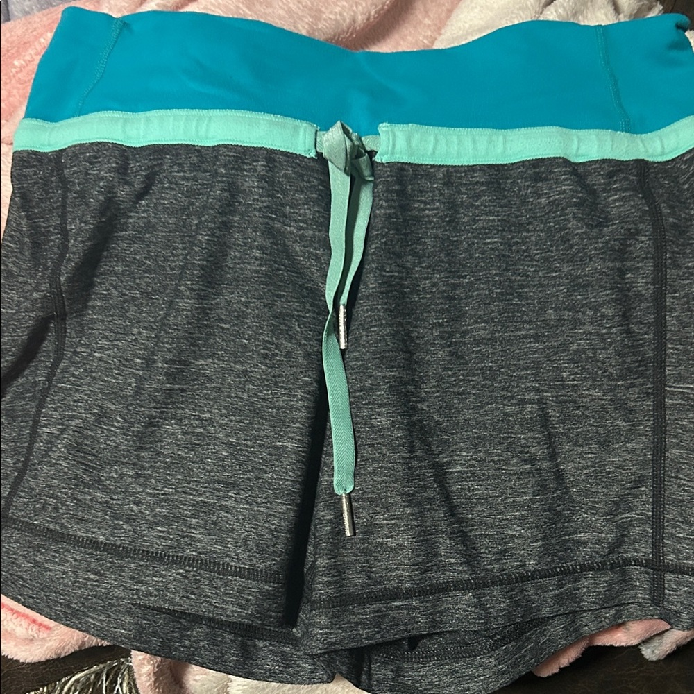lululemon athletica Charcoal and Aqua Athletic Shorts